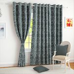 Story@Home Curtain 5 feet Long Set of 4, Room Darkening Window. Branches Print Jacquard Window Curtain for Living Room, Bedroom, 116 X 152 cm, Grey. Ideal for Living Room, Bedroom or Office, Cafes.