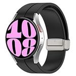 Magnetic Clasp for Samsung Galaxy Watch 6/5/4 Band 40mm 44mm/Watch 6 Classic 47mm 43mm/Watch 4 Classic 46mm 42mm Women/Men,Silicone Strap for Samsung Watch 5 Pro Band 45mm,No Gap replacement Wristband