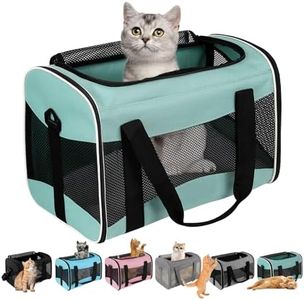 Cat Carrying Case Pet Dog Carrier Soft-Sided Cat Bag Airline Approved, Pet Travel Carrier Up to 15 Lbs, Collapsible Cats Carrier Dog Carrier for Medium Small Cats Dogs(17x11x11 Green)