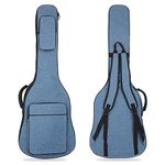 39 Inch Electric Guitar Bag Soft Guitar Case, MUZTOP 11 MM Thick Padded Electric Guitar Gig Bag Waterproof Guitar Backpack with Pockets (Blue-CA)