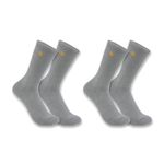 Carhartt Men's Force Midweight Crew Sock 2 Pack Work, Heather Grey, Large