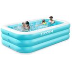 Sloosh Inflatable Swimming Pool with Seats, 120" x 72" x 22" Full-Sized Blow Up Durable Thickened Above Ground Family Pool for Summer Water Party Backyard Garden Lawn,Cyan