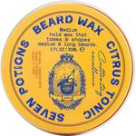 Seven Potions Beard Wax for Men — Medium Hold Styling Wax to Shape And Nourish Your Beard — All-Natural, Vegan, Cruelty Free — Citrus Tonic (30 ml)