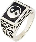 TreasureBay Classic Mens Sterling Silver Ring Yin Yang Symbol Ring, Sterling Silver