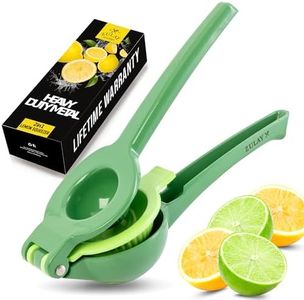 Zulay Kitchen Metal 2-in-1 Lemon Squeezer - Sturdy Max Extraction Hand Juicer Lemon Squeezer Gets Every Last Drop - Easy to Clean Manual Citrus Juicer - Easy-Use Lemon Juicer Squeezer - Green/Lime