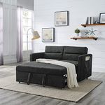 Merax 54.5'' Modern Convertible Sleeper Sofa Bed with Two Side Pockets, Fabric Sofa w/Pull-Out Bed Loveseat Sofa Couch and Adjsutable Back for Living Room (Black)