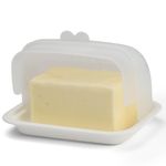 Signoraware Butter Dish with Lid -Butter Keeper Container with Flip Lid for Countertop, Frige- Durable Plastic, Unbreakable Large Butter Dish Holder For Home, Camping, Multipurpose Bpa Free- White