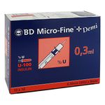 BD Micro-FineTM+ U 100 Insulin Shots 0.3 x 8 mm (Pack of 100)