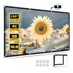 120 inch Projector Screen - 16:9 4K FHD Foldable Anti-Crease Double-Sided Projection Projector Screen for Home Theater Cinema Indoor Outdoor Backyard Party