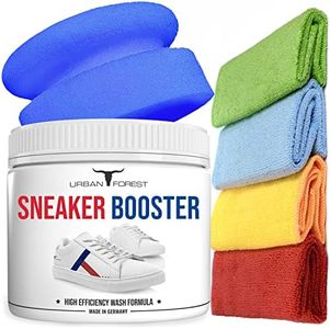 Nachhaltige Sneaker Power Reiniger Konzentrat inkl. Schwamm + 4X Mikrofasertücher 40x40 cm | Schuhpflege & Schuhreinigung mit biologischen Inhaltsstoffen mit dem Sneaker Booster PRO von URBAN Forest