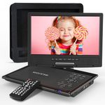 WONNIE 12.5" Portable DVD Player with 10.5" Swivel Screen, Headrest Mount, 5-Hour Rechargeable Battery, Dual Speakers, Car Charger, AC Adapter, Car DVD Player Support USB/SD Card/Sync TV, All Regions