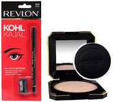 Revlon Touch And Glow Moisturising Powder, Gold Matte (12g) with free Revlon Kohl Kajal Eye Liner Pencil With Sharpener, Black, 1.14g