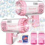 Beria Toys for 3-8 Year Old Kids Boys: 2 Pack Rocket Bubble Gun Bubble Machine Gifts for Age 3 4 5 6 7 8 Years Old Kids Birthday Presents Toy for Toddlers Outdoor Garden Party Games Bubble Maker