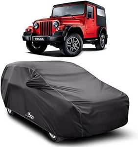 DREAM STORE - Water Resistant - dust Proof - car Body Cover for Compatible with Mahindra Thar car Cover - Water Resistant UV Proof - car Body Cover (Grey with Mirror)