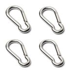 Carabiner Clip,4 Pcs 304 Stainless Steel M6 Carabiner Clip Heavy Duty, Small Carabiner Clips For Hiking, Camping, Fishing, Dog Leash & More, 60mm Carbine Hook Holds Upto 70Kg(Not for Climbing)