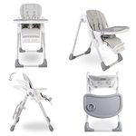 Red Kite Feed Me Lolo Luxury Six Height Adjustable Hi-Lo Highchair, Soft Grey/White