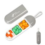 HANNEA® Travel Pill Organizer, 3 Compartments Portable Pill Box with Carrying Rope, Daily Pill Box to Hold Vitamins, Small Pill Container for Pocket Purse Medicine Organizer, Grey