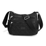 Womens Multi Pocket Casual Crossbody Bag Waterproof Shoulder Messenger Bag Handbag for Daily Use Travel (Black)