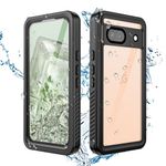 Richeric Google Pixel 8a Case Waterproof IP68 Certified Dustproof Shockproof Built-in Screen Protector Full Body Case for Pixel 8a 2024 Black