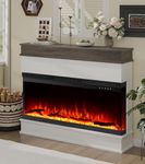M.C.Haus 3-sided electric fireplace insert - Minimalist fireplace - 12 color flame effects - 1800/900 watt heater - Remote control - Wood & crystals (50", white)