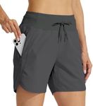 Willit Women's 5" Athletic Running Shorts Quick Dry Workout Hiking Shorts High Waisted Active Shorts Zipper Pocket Dark Grey S