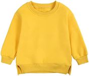 Unisex Kids Sweatshirt Toddler Pullover with Slit Hemline Boys Sweatshirt Girls Sweatshirt Baby Clothes Fall Solid Casual Long Sleeve Tops for Kid (Yellow-a, 2-3 Years)