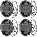 ChromLives 58mm Lens Cap with Lens Cap Leash Hole Bundle Compatible with Nikon Canon DSLR Cameras (58mm)- 4 Pack