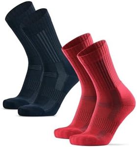DANISH ENDURANCE Terrain Expert Pro Hiking Socks, Merino Wool, Maximum Protection, Men & Women, Unisex, 2 Pack, Multicolor (1xNavy Blue, 1xRed), 9-12
