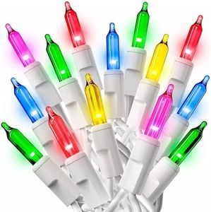 PREXTEX Bright & Colorful Christmas Lights (40 Feet, 200 Lights) - Fall Decor & Christmas Tree Lights with White Wire - Indoor/Outdoor String Lights – Multi-Color Twinkle Lights