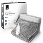 KEPLIN Electric Foot Warmer - 4 Adjustable Temperature Settings, 90-Min Auto Shut-Off Timer, Overheat & Overcurrent Protection, Soft Fleece Lining, Washable Inner Sleeves (32x28x26cm) (Grey, 1 Pack)