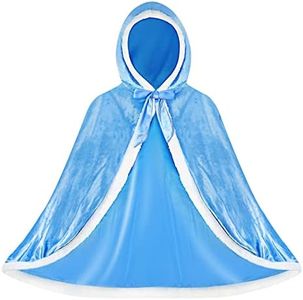 XEPST Encapuchonné Cape Princesse Déguisement Princesse Fille, Bleu Cape Princesse Halloween Costume Accessoires Princesse Cadeau pour Fête Anniversaire Carnaval Noël