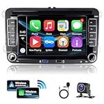 [2+64G]CAMECHO Android 13 Car Stereo 2 Din for VW Golf 5 Plus 6 Passat B6 Polo with Wireless Carplay Android Auto, 7 Inch Touch Screen Bluetooth Car Radio Support GPS Navi WiFi FM HiFi Mirror Link