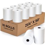 TheBestLoft Printitives 2-1/4 x 50 Thermal Printer Paper Rolls for Credit Card Machines, Calculators, Clock Terminals, Bond Paper, Receipt & Thermal Receipt Rolls & Card Printers 10 Rolls