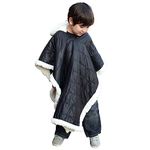 Kids Car Seat Poncho Car Safe Black Puffer Coat Down Like Poofy Warm Blanket Safe Use Over Seat Belts Winter