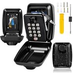 XEEUEX Key Safe Wall Mounted Police Approved,Key Lock Box Outdoor,Large Key Lock Box with Resettable 12-Digit Code Key Safe Box with Weatherproof Cover for Outside Home Garage Office & School(Black)