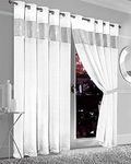 Olivia Rocco Dim Out Blackout Eyelet Curtains With Tie Backs Black Out 50% Thermal Ring Top Curtain Pair Window Dressing, 66" (Width) x 54" (Drop) White