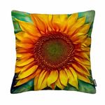 GSRONY Floral Throw Pillow Covers Sunflower Green Gold Oil Painting Cushion Pillow Case Home Decor Pillowcase 18x18 Inches