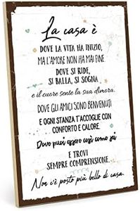 Targa in legno con aforisma - Non c'é posto più bello di casa - In stile vintage con frase, articolo da regalo e decorazione a tema accessori per cucire – HS-00429-IT