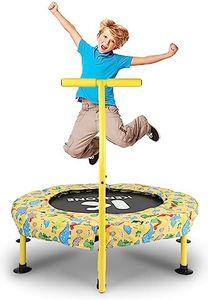 K KENSONE 36" Mini Kids Trampoline, T-Bar Indoor Small Recreational Trampoline for Toddlers with Foam Handle, Leg Suction Cups and Foam Safety Pad, Yellow