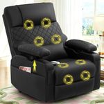 SQUEBILIFE Recliner Armchair For the Elderly, Electric Lift Chair with 3D Armrest,8-Point Massage & Heating, Type C+USB Ports, Extra lumbar pillow,4 Storage Pockets, Home Lift Assist Recliner Chair