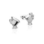 Disney Couture Kingdom Beauty & the Beast White Gold-Plated Chip Tea Cup Stud Earrings