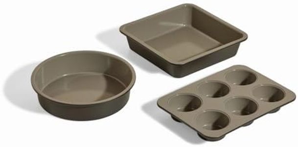 Our Place Wonder Oven Baker’s Kit – 3-Piece Toxin-Free Ceramic Nonstick Bakeware Set (8” Round, 8” Square, 6-Cup Muffin Pan) - Oven-Safe up to 450°F - Char