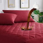 100% Waterproof Zippered Quilted Mattress Protector 240 GSM TPU Laminated,(Maroon) Queen 78x60x10 Depth Mattress Encasement,Cooling Zipper Sheets,Non-Slip Deep Pocket,Washable Noiseless for Bedroom