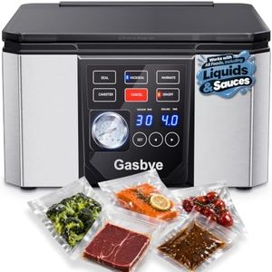 Gasbye Chamber Vacuum Sealer – 5.28QT Large Chamber, Replaceable 11.5" Sealing Bar with Double Seal, Perfect for Meats, Soups, Sauces & Liquids, Includes 30 Pre-Cut Vacuum Bags, Stainless Steel