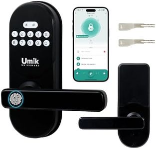 UMIK UMIKSMART Fingerprint Smart Door Lock with Handle, Keyless Entry Door Lock, TUYA APP Control, Electronic Door Locks with Keypad for Exterior Door, Easy Installation (Black)