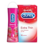 Durex Pleasure Packs (Cherry 50Ml, Extra Thin 10S)