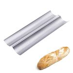 Entemah Nonstick Baguette Bread Pans, 15*6.3 inch Carbon Steel Perforated French Bread Pan, Bread Baking Pan Loaf Bake Mold Toast Perforated Bakers Molding Baguette mould