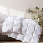 Cosybay 100% Cotton Quilted Down Comforter White Goose Duck Down and Feather Filling – Heavyweight Duvet Insert or Stand-Alone Comforter for Winter Extra Warm – Twin/Twin XL Size (68×90 Inch)