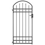 vidaXL Fence Gate with Arched Top Outdoor Garden Yard Patio Entrance Way Door Security Barrier Steel 89x200cm Black