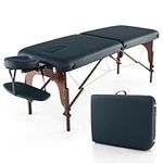 COSTWAY Portable Folding Massage Table, Height Adjustable Massage Bed with Face Cradle, Arm Tray & Carrying Bag, 2 Section Salon Beauty Couch Tattoo Spa Therapy Lash Bed (Navy, 210 x 70 x 64.5-90cm)